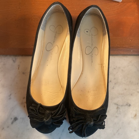 JESSICA SIMPSON "MADIAN" Black Suede Flats Size 6.5 - Picture 3 of 11
